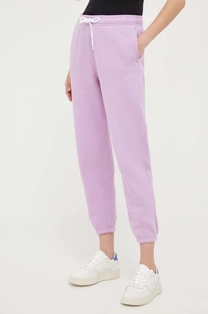Tepláky Polo Ralph Lauren fialová barva, hladké, 211891560