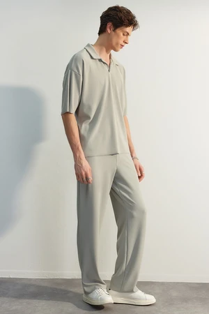 Trendyol Limited Edition Stone / Wide Leg Textured Wrinkle-Free Hidden Drawstring Sweatpants