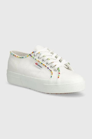 Tenisky Superga 2740 MULTICOLOR BEADS dámske, biela farba, S4131FW