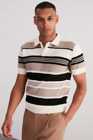 Trendyol Multi Color Regular Fit Striped Knitwear Polo Neck T-Shirt