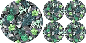 Bertoni Home Unisex's 1+4 Round Table Pads Set Lambada Green