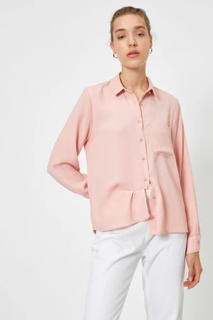 Koton Women's Pink Classic Collar Shirt