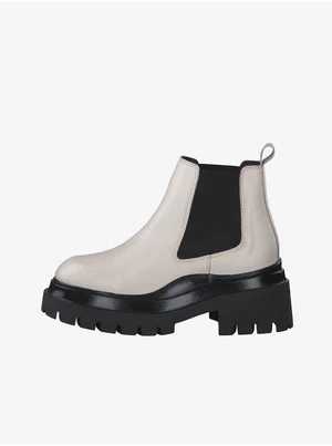 Tamaris black and cream leather ankle boots