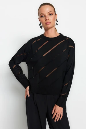 Trendyol Black Openwork/Perforated Knitwear Sweater