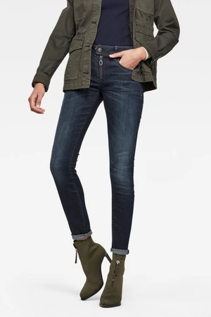 Rifle - G-STAR Lynn Zipper Mid Skinny Wmn oceľovo-modré