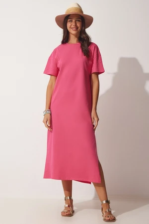 Happiness İstanbul Women's Pink Cotton Summer Daily Combed Combed Dress