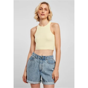 Women's T-Shirt Cropped Rib Top Soft Yellow