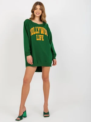 Women's long oversized sweatshirt with print - green