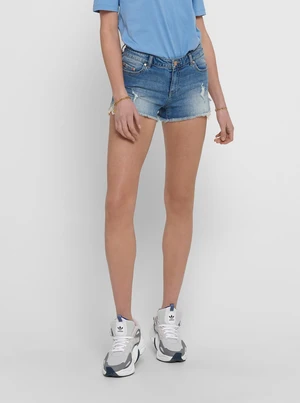 Blue Denim Shorts with Lace Details ONLY Carmen - Women