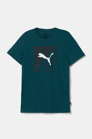 Dětské bavlněné tričko Puma PHICS Tee 1 zelená barva, s potiskem, 683404