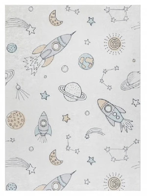 Dětský kusový koberec Bambino 1278 Space rocket cream-140x190