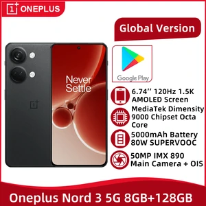 Global Version Oneplus Nord 3 5G Density 9000 Octa Core 6.74'' 120Hz 1.5K Screen 50MP Triple Camera 5000mAh Battery 80W Charger