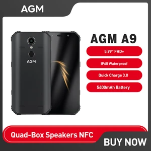 AGM-A9 Rugged Smartphone, 4G + 64G, Android 8.1, Co-Brand, 5.99 "FHD +, 5400mAh, IP68 Waterproof Smartphone, Quad-Box Speakers