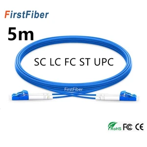 5m LC SC FC ST UPC Armored Patch Cable Duplex 2 Core Single Mode Armored PVC Patch Cable