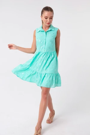 Lafaba Women's Mint Green Ruffles Mini Dress