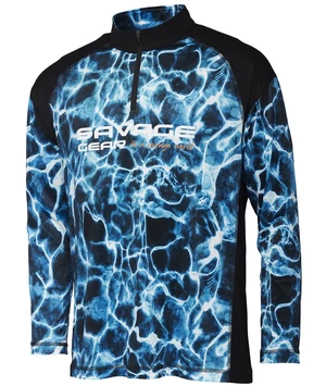 Savage gear tričko marine uv long sleeve tee sea blue - m