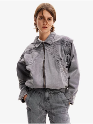 Women's Light Grey Denim Jacket Desigual Tae - Women