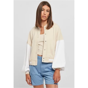 Women's Oversized Two-Tone College Terry Jacket Softseagrass/White