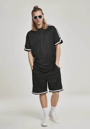 Oversized Stripes Mesh Tee Black