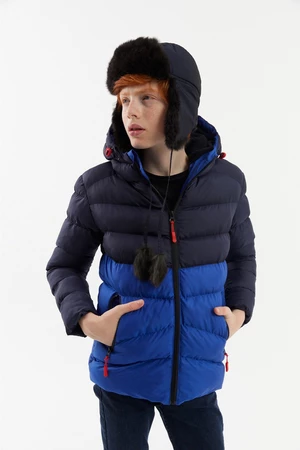 River Club Boy's Water and Windproof Fiber Lined Dark Blue-sax Hooded Coat