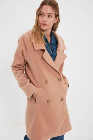 Trendyol Camel Button Closure Cachet Coat