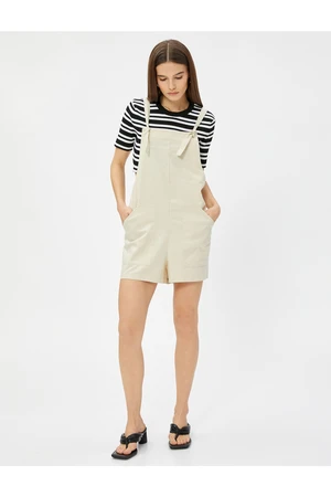 Koton Salopet Overalls Linen Blended With Pocket.