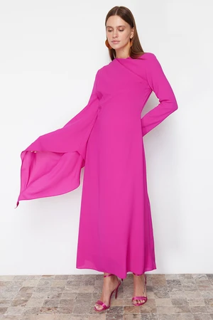 Trendyol Fuchsia Shawl Detailed Evening Dress