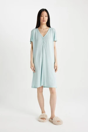 DEFACTO Fall in Love V-Neck Viscose Short Sleeve Nightgown