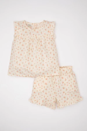 DEFACTO Baby Girl Floral Sleeveless T-Shirt Shorts 2-Piece Set