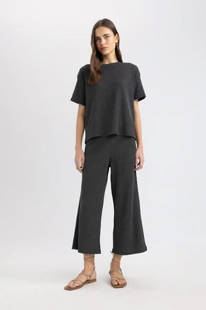 DEFACTO Wide Leg Wide Leg Normal Waist Crepe Capri Pants