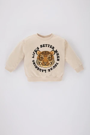 DEFACTO Baby Boy Crew Neck Tiger Pattern Sweatshirt