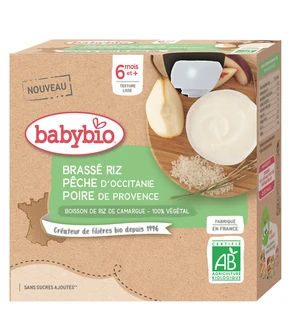 4x BABYBIO Rýžová kaše s broskví a hruškou 85 g