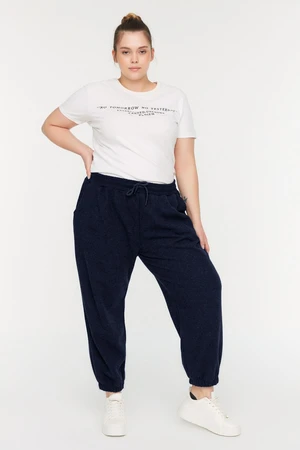 Trendyol Curve Navy Blue High Waist Jogger Knitted Sweatpants