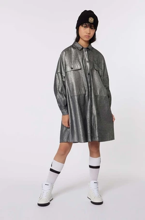 Dívčí šaty Dkny šedá barva, mini, oversize, D60263