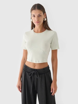 Dámský hladký crop top slim - zelený