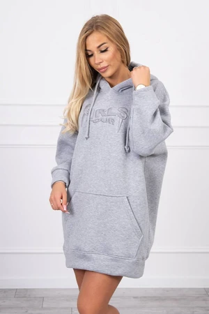 Insulated sweatshirt with embroidered oversize inscription gray