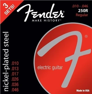 Fender 250R Electric Nickel Plated Steel Ball End 10-46 3 pack Cordes pour guitares électriques