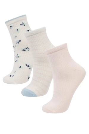 DEFACTO Women's 3-Piece Cotton Socks