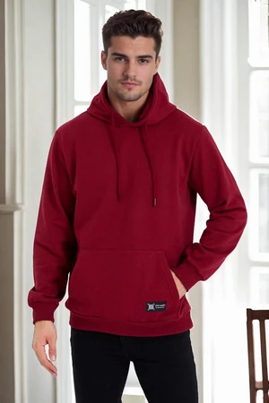 34605 Dewberry Kangaroo Pocket Hoody Mens Sweatshirt-BURGUNDY