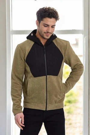 86616 Dewberry Zippered Mens Hoodie-Khaki