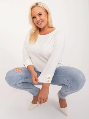 Ecru asymetrická halenka plus size velikosti s rozparky