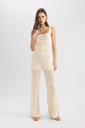 DEFACTO Wide Leg Crochet Lined Trousers