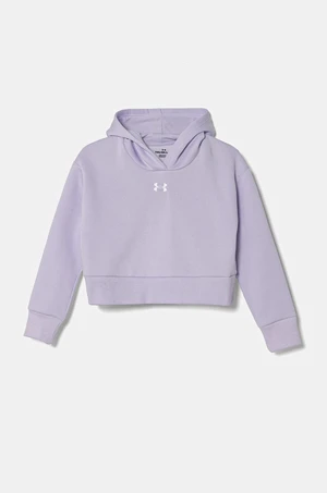 Dětská mikina Under Armour UA Rival Fleece Crop fialová barva, s kapucí, melanžová