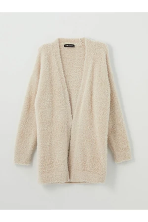 LC Waikiki Shawl Collar Plain Long Sleeve Women's Plush Cardigan