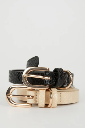 DEFACTO Women's Faux Leather Classic Belt