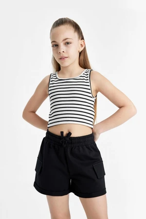 DEFACTO Girls' Crew Neck Striped Undershirt