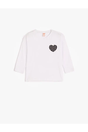 Koton T-Shirt Long Sleeve Heart Printed Crew Neck