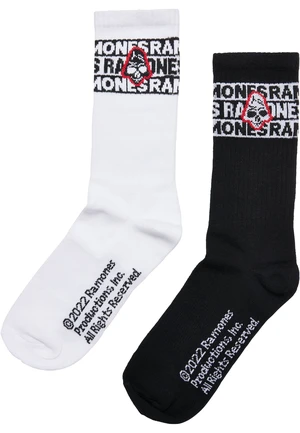 Ramones Skull Socks 2-Pack Black/White