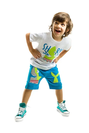 Denokids Shark Island Boy's T-shirt Shorts Set