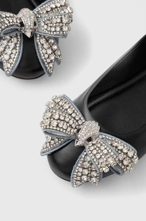 Kožené baleríny Kurt Geiger London Bow Ballerina černá barva, 621300109